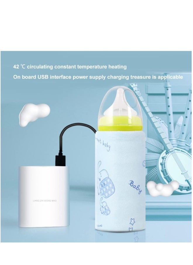 Baby Bottle Warmer Usb Portable Travel Infant Baby Feeding Bottle Water Constant Temperature Milk Warmer Feeding Bottle Warmer Heater For Car Travel Long Trip(Blue)