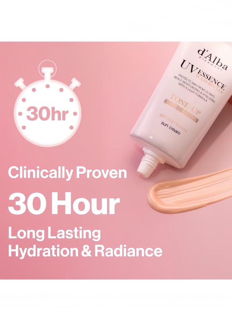 Piedmont Italian White Truffle Waterfull Tone-up Sunscreen, Vegan Skincare, Tinted Moisturizer with SPF 50+ PA++++, Glowy Sunscreen, Gentle and Safe Use for all Skin Types 50ml