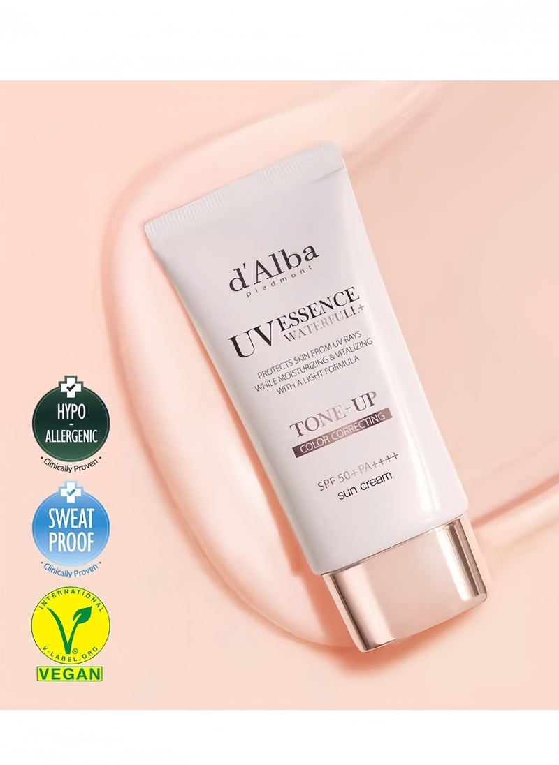 Piedmont Italian White Truffle Waterfull Tone-up Sunscreen, Vegan Skincare, Tinted Moisturizer with SPF 50+ PA++++, Glowy Sunscreen, Gentle and Safe Use for all Skin Types 50ml
