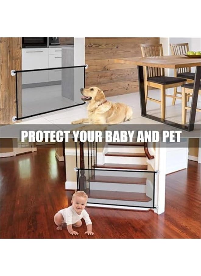 Retractable Baby Gates for Stairs, Extends up to 43.37 (110cm) Wide Fabric Dog Gate for The House, 28.34 Tall Safety Child Gates for Doorways,Pet Door Indoor & Outdoor,Black