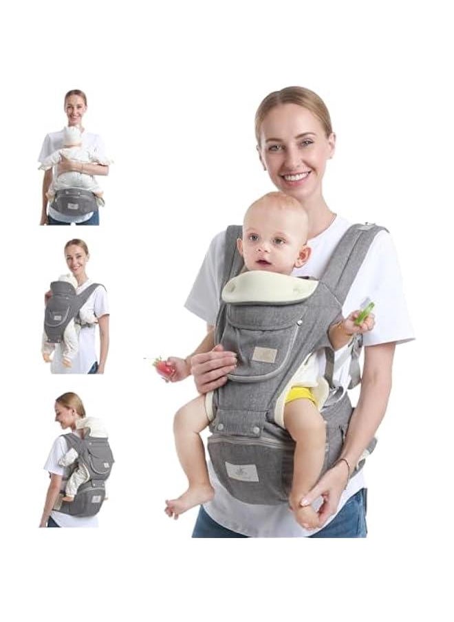 6-in-1 Baby Hip Seat Carrier Baby Waist Stool for Child Ergonomic Infant Carrier with Hip Seat Kangaroo Bag Front and Back Baby Holder Carrier 3-36 Months