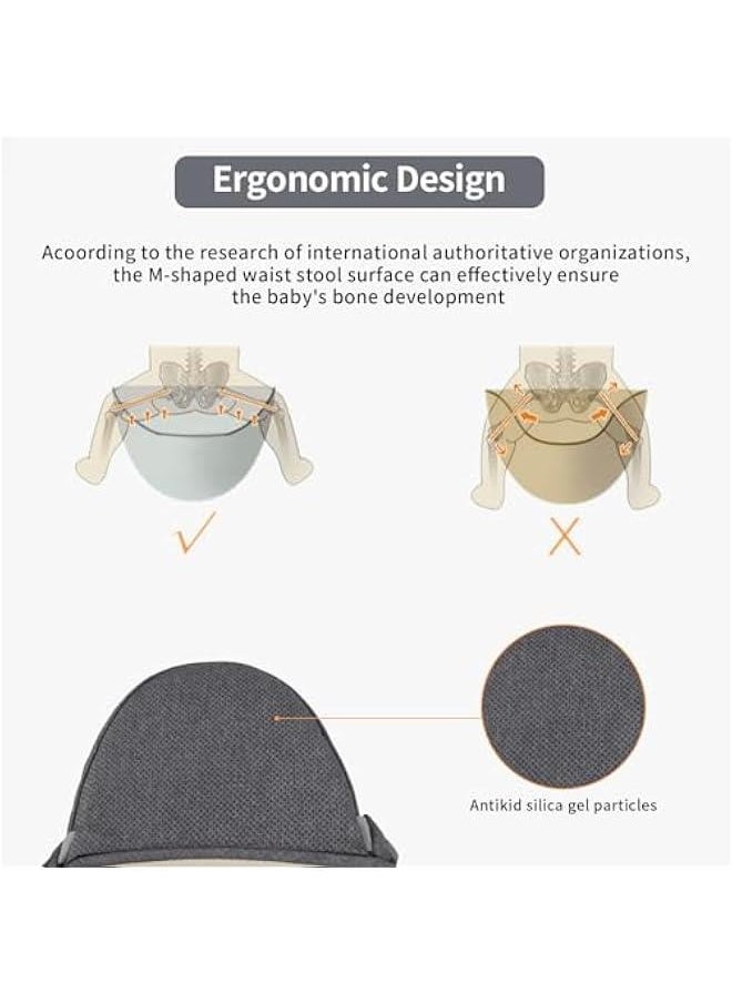 6-in-1 Baby Hip Seat Carrier Baby Waist Stool for Child Ergonomic Infant Carrier with Hip Seat Kangaroo Bag Front and Back Baby Holder Carrier 3-36 Months