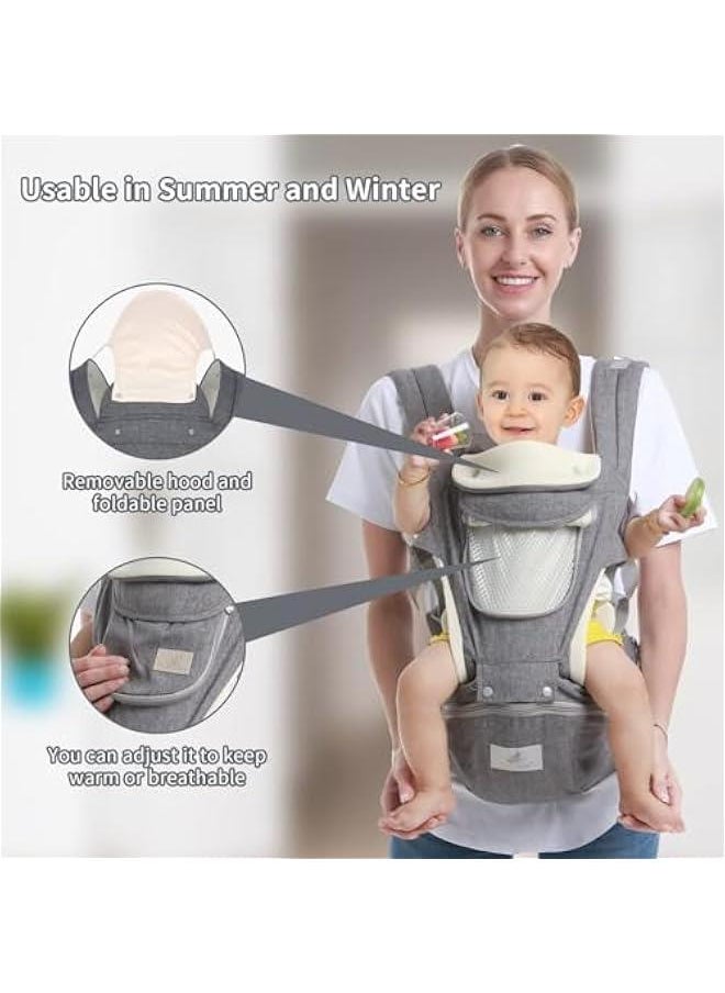 6-in-1 Baby Hip Seat Carrier Baby Waist Stool for Child Ergonomic Infant Carrier with Hip Seat Kangaroo Bag Front and Back Baby Holder Carrier 3-36 Months