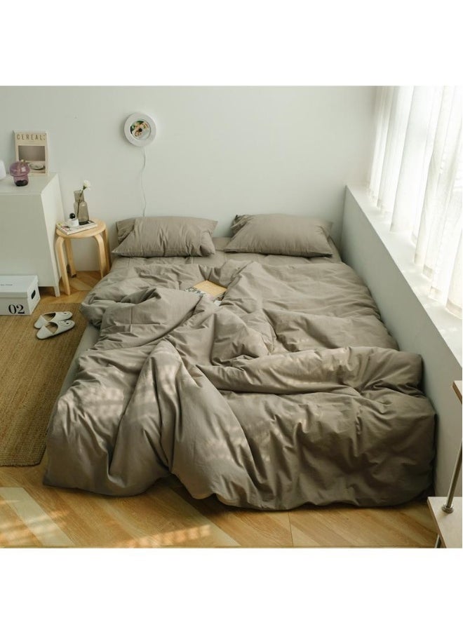 4-Piece Pure Cotton Solid Color Minimalist Style Comfortable Set King Size 220x240cm