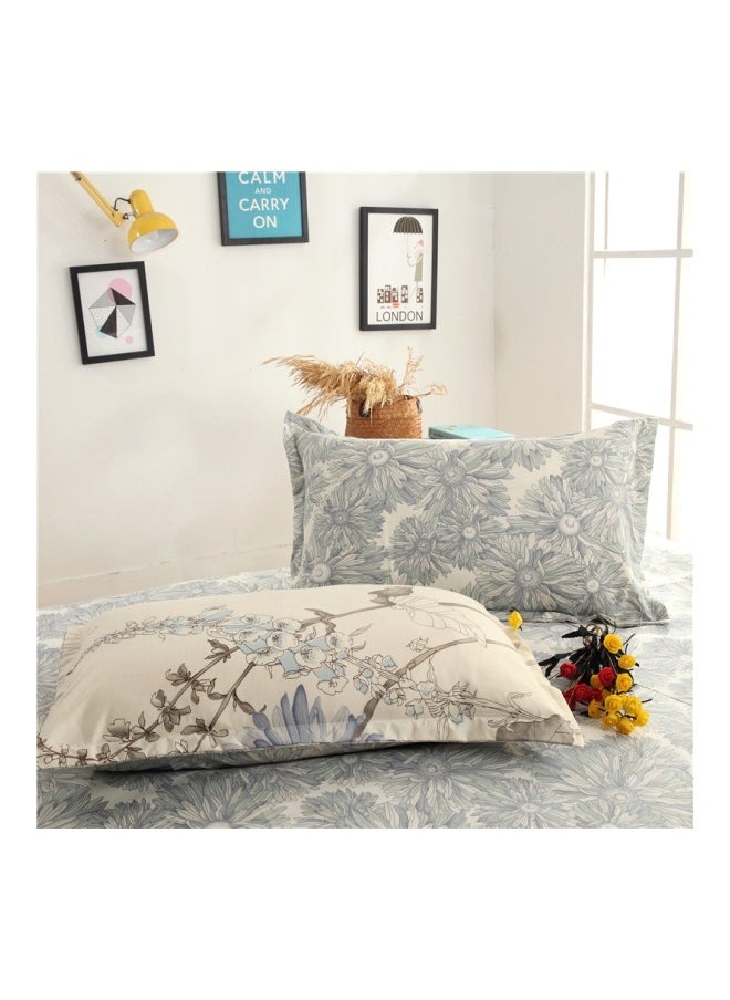3-Piece Printed Duvet Cover Set Polyester Beige/Grey