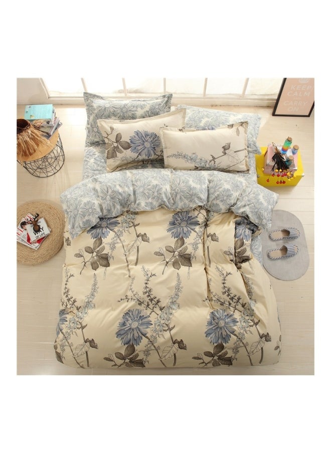 3-Piece Printed Duvet Cover Set Polyester Beige/Grey