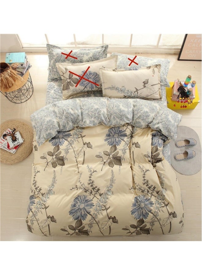 3-Piece Printed Duvet Cover Set Polyester Beige/Grey 1.2 M