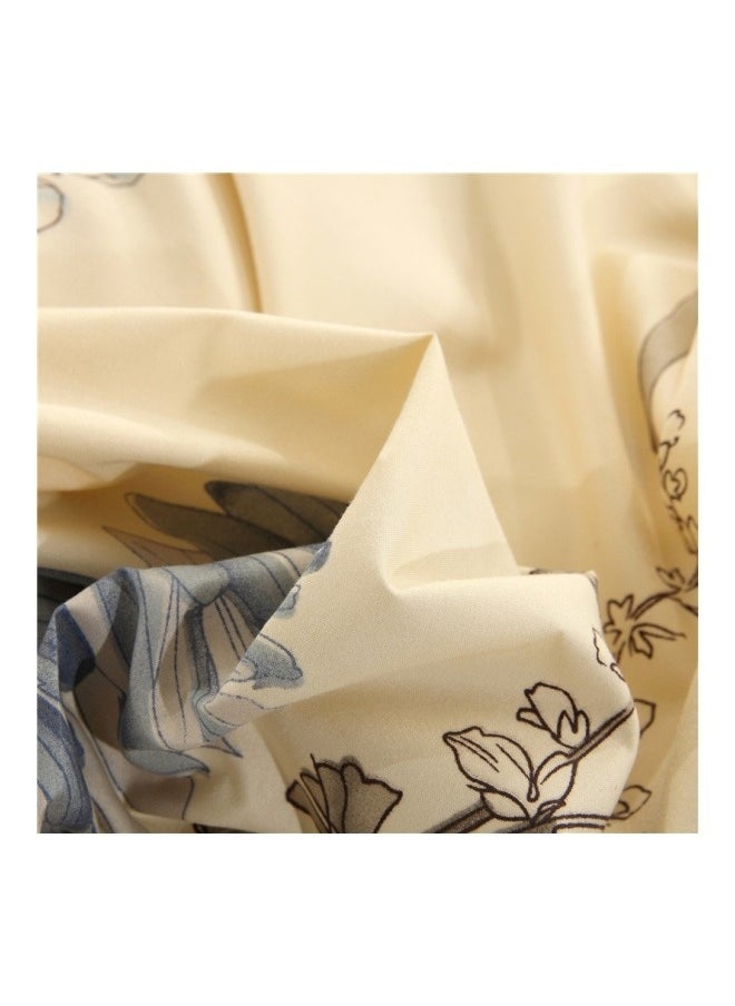 3-Piece Printed Duvet Cover Set Polyester Beige/Grey 1.2 M