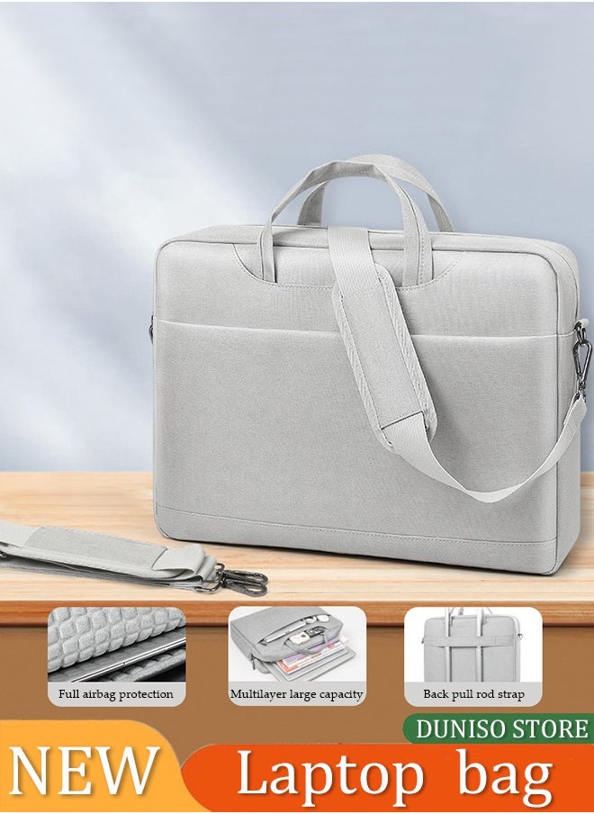 Laptop bag, thickened velvet inner protective shoulder bag, Oxford cloth waterproof, can be hung on one shoulder, with handle, scratch resistant, wear resistant and shockproof, suitable for 15.6 inch laptops, gray