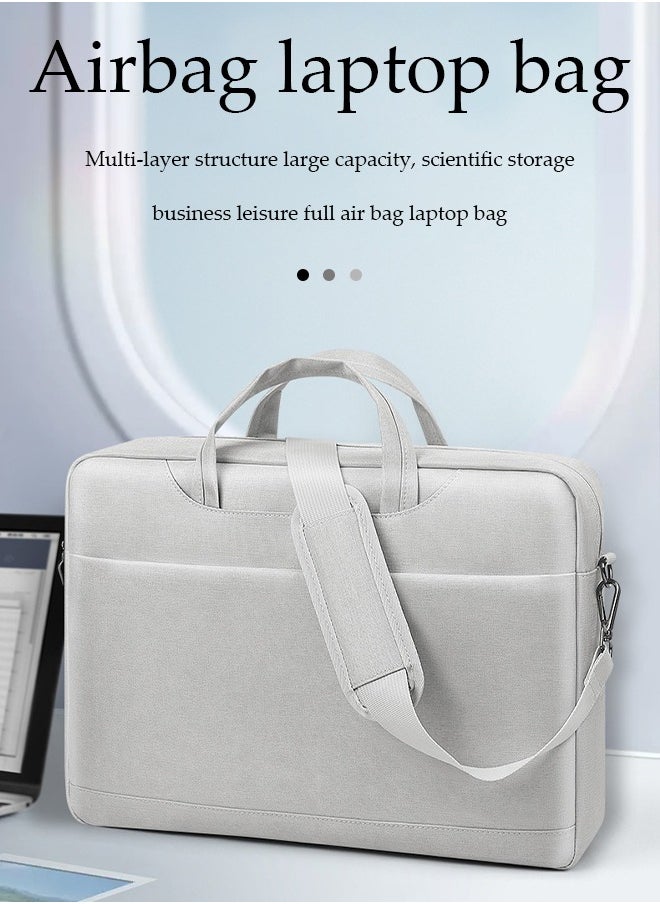 Laptop bag, thickened velvet inner protective shoulder bag, Oxford cloth waterproof, can be hung on one shoulder, with handle, scratch resistant, wear resistant and shockproof, suitable for 15.6 inch laptops, gray