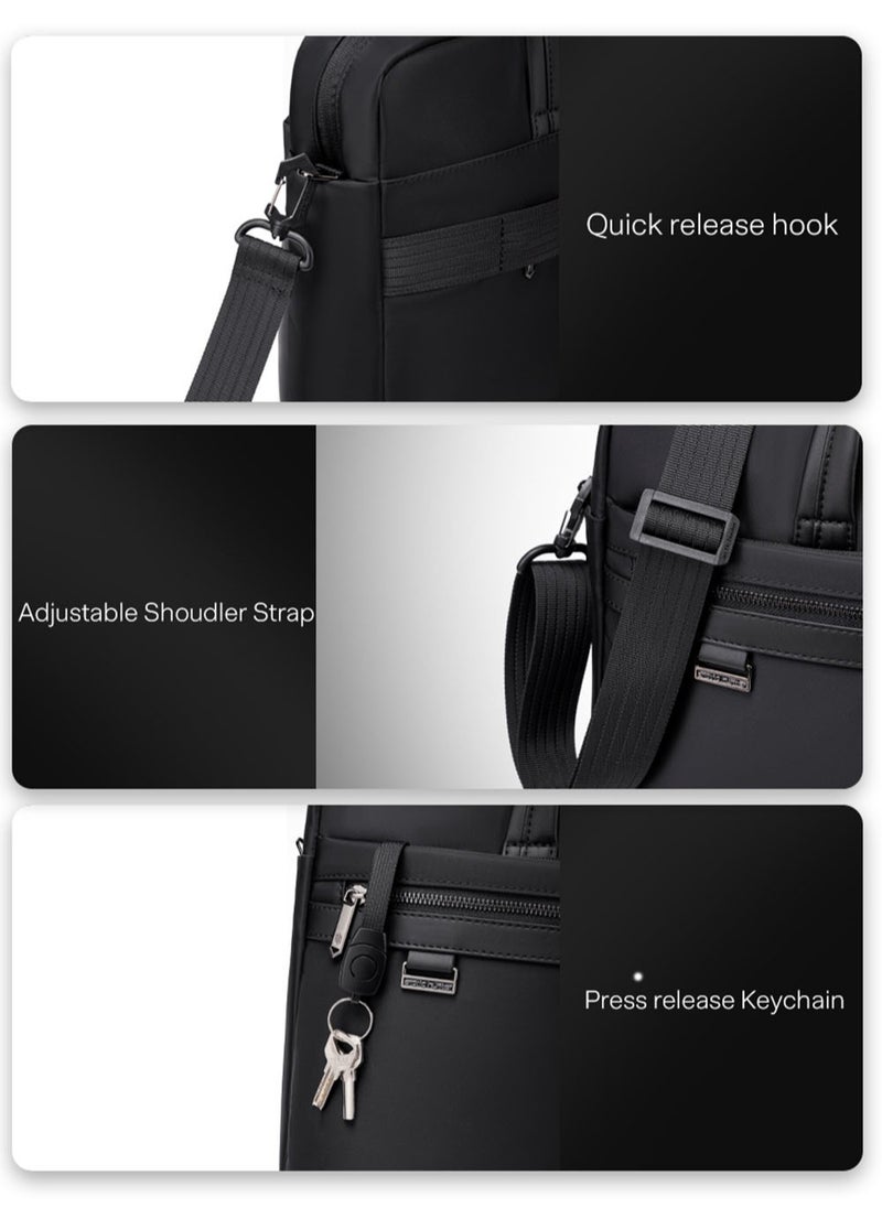 Professional Business Laptop Bag, Durable School Office Briefcase with Laptop Compartment for Men, Black