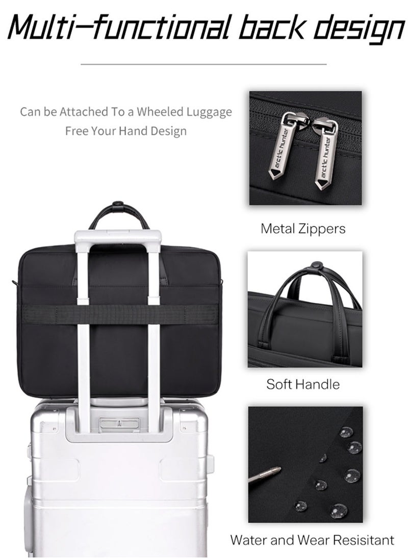 Professional Business Laptop Bag, Durable School Office Briefcase with Laptop Compartment for Men, Black