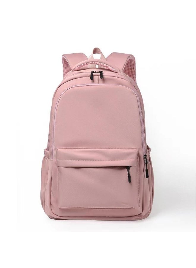 Solid Color Campus Backpack For Middle And High School Students Pink