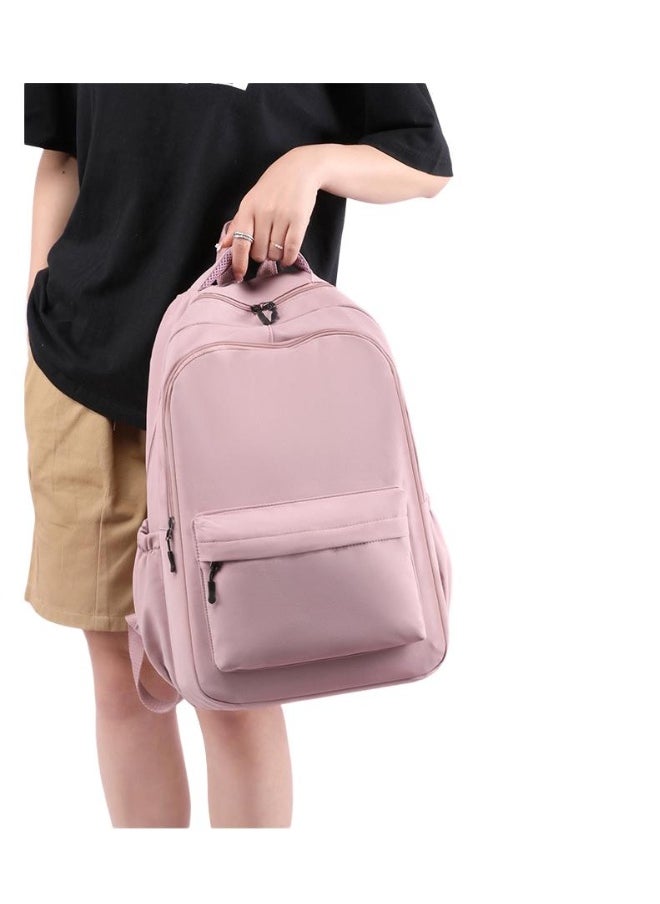 Solid Color Campus Backpack For Middle And High School Students Pink