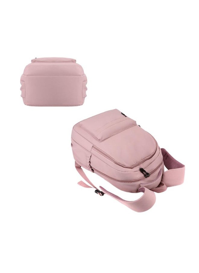 Solid Color Campus Backpack For Middle And High School Students Pink