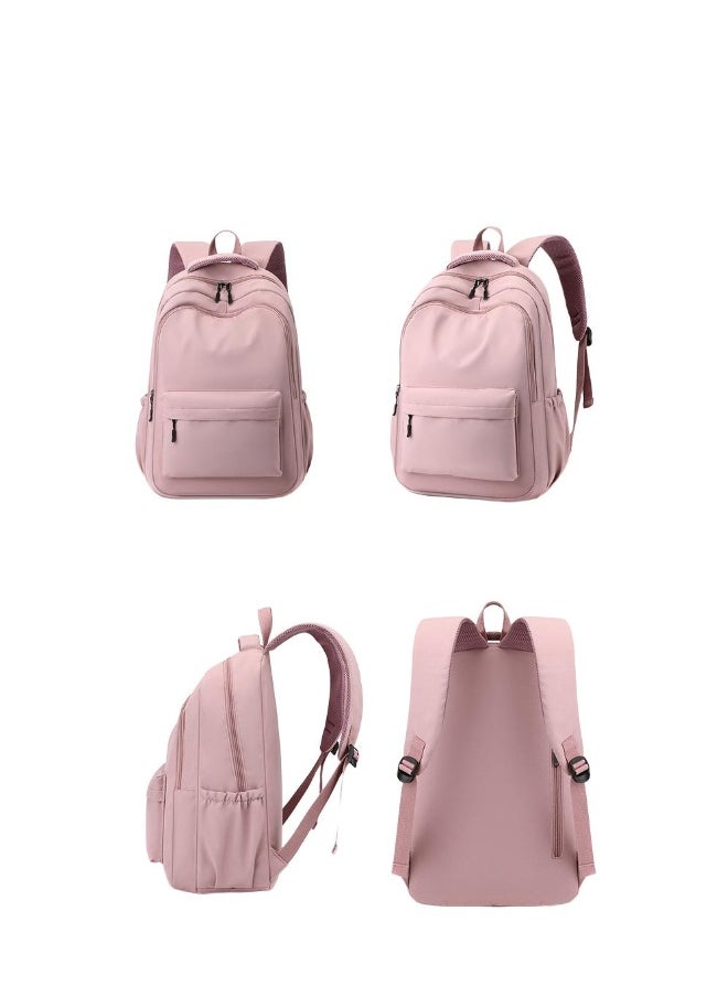 Solid Color Campus Backpack For Middle And High School Students Pink