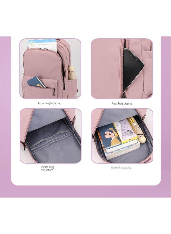 Solid Color Campus Backpack For Middle And High School Students Pink