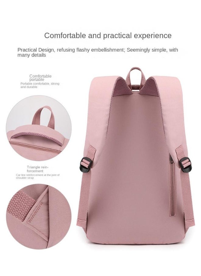 Solid Color Campus Backpack For Middle And High School Students Pink