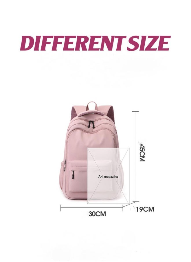 Solid Color Campus Backpack For Middle And High School Students Pink
