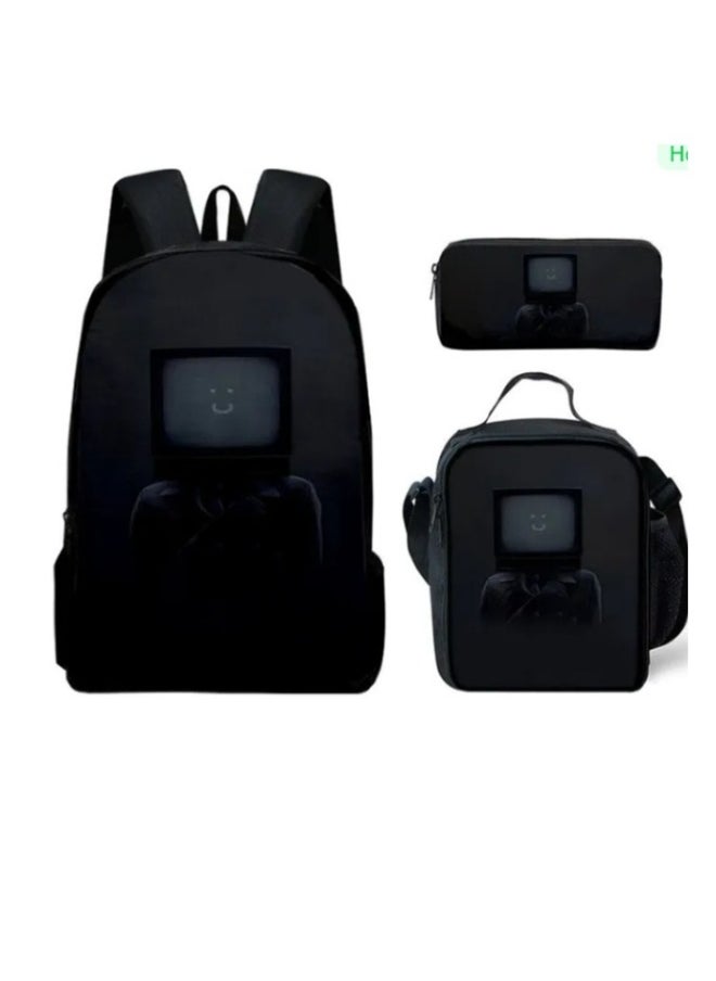 3 Pcs Skibidi Toilet  School Bag Satchel Pencil Case Animated Game Skibidi Toilet Man Gifts For Kids TV Man Toilet Man Titan Man