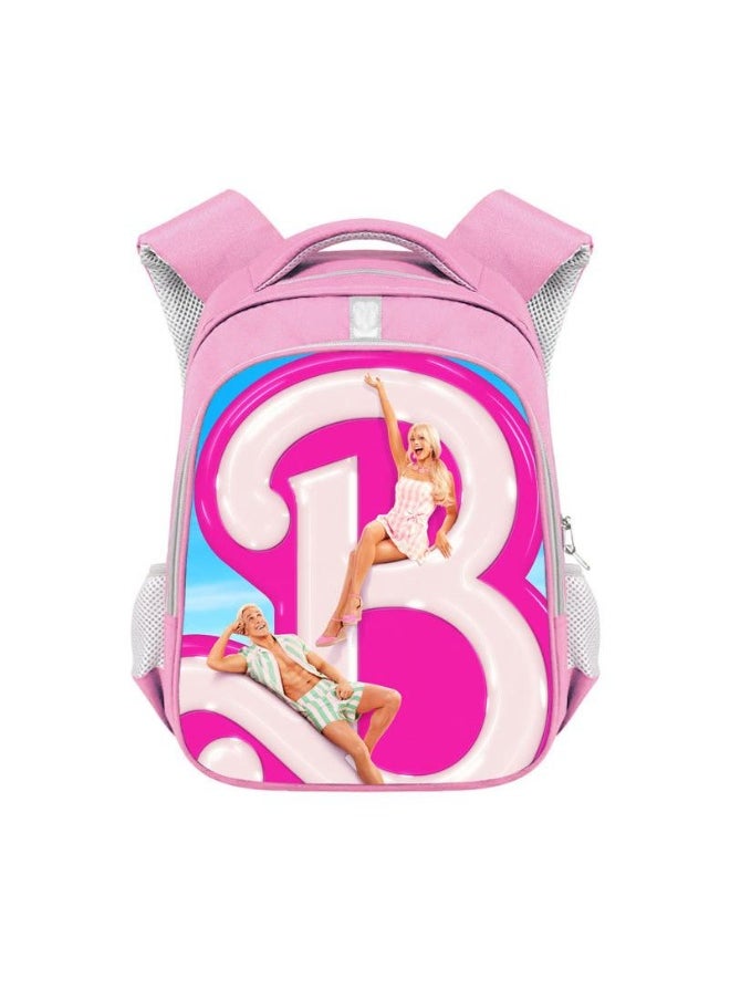 Barbie Polyester Reflective Strip Backpack For Students School Bag