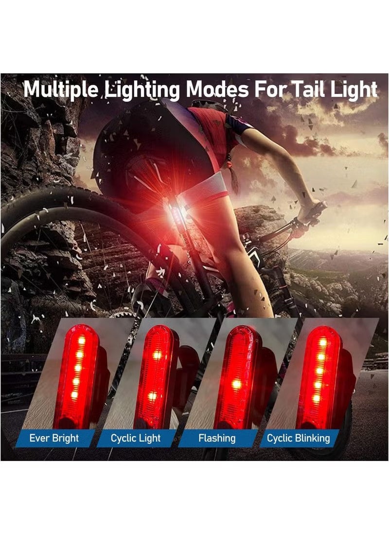 Rechargeable Solar Bike Lights, Night Ultra Bright Bicycle Lights Headlight and Back Taillight with Electric Bell, Easy to Install Waterproof, Road and Mountain LED Bike Lights (Red)