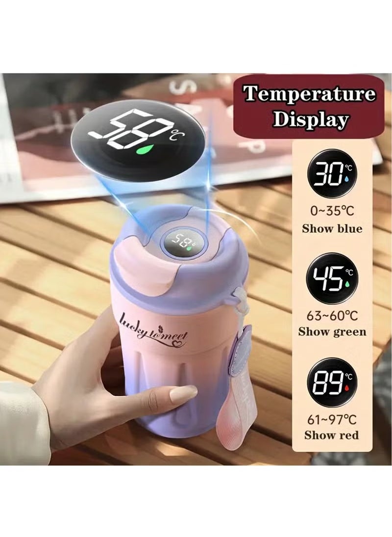 Stainless Coffee Tumbler With Temperature Display,Smart Cup Led,Smart Insulated Travel Coffee Mug Summer Cold Storage Portable Coffee Mug Smart for Car (Smart Black Green)