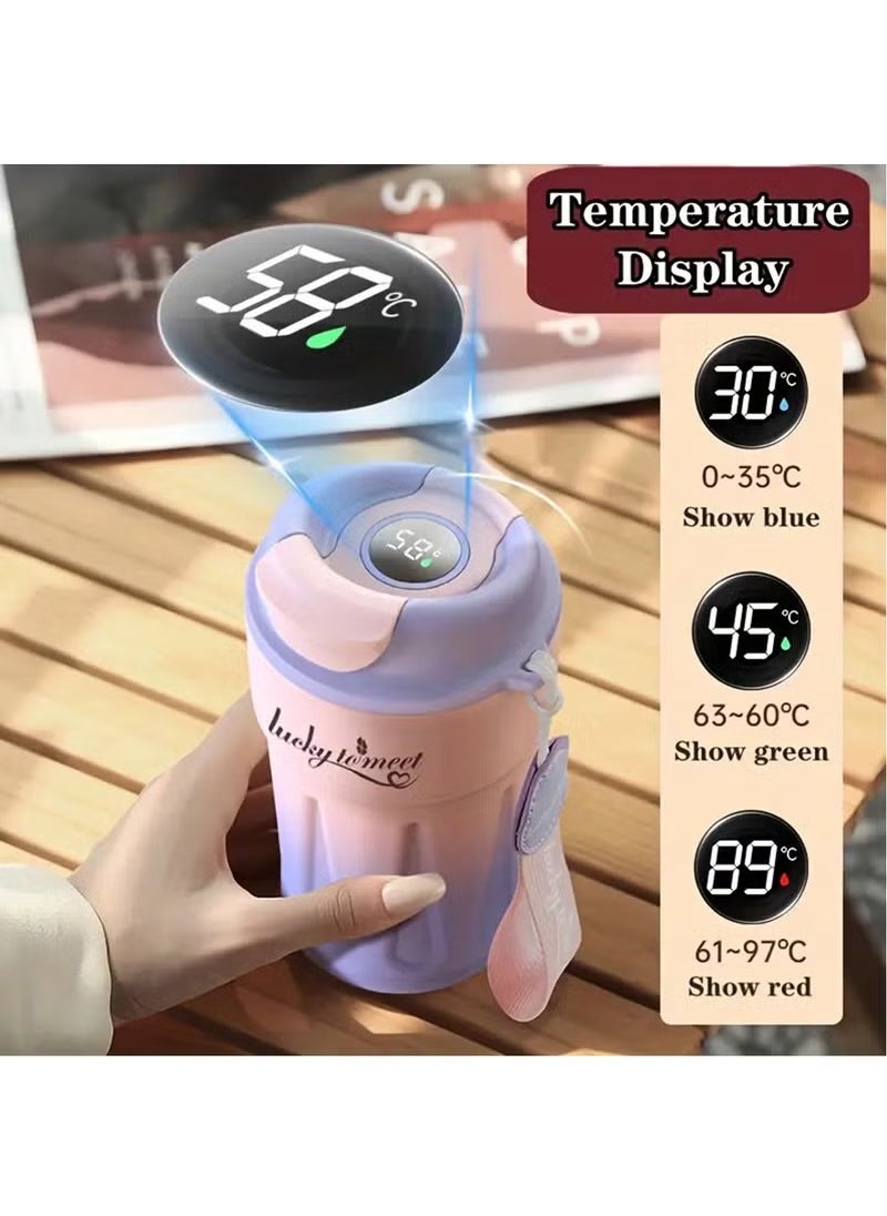 Stainless Coffee Tumbler With Temperature Display,Smart Cup Led,Smart Insulated Travel Coffee Mug Summer Cold Storage Portable Coffee Mug Smart for Car (Smart Rose Red)