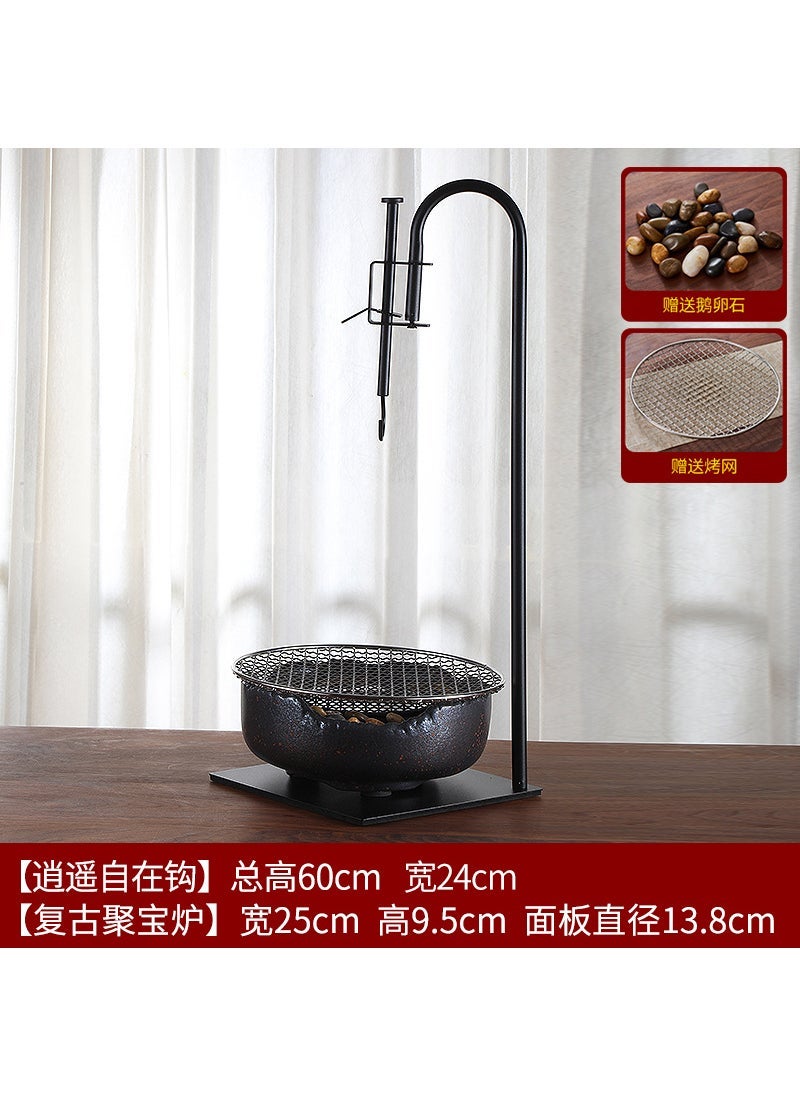 Household tea cooker free hook vintage old rock mud electric ceramic stove tea art hook kung fu tea set accessories vertical hook