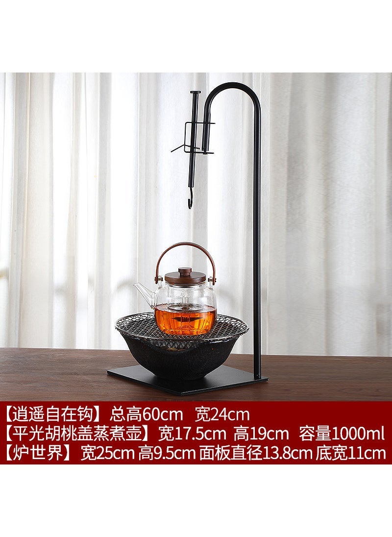 Household tea cooker free hook vintage old rock mud electric ceramic stove tea art hook kung fu tea set accessories vertical hook