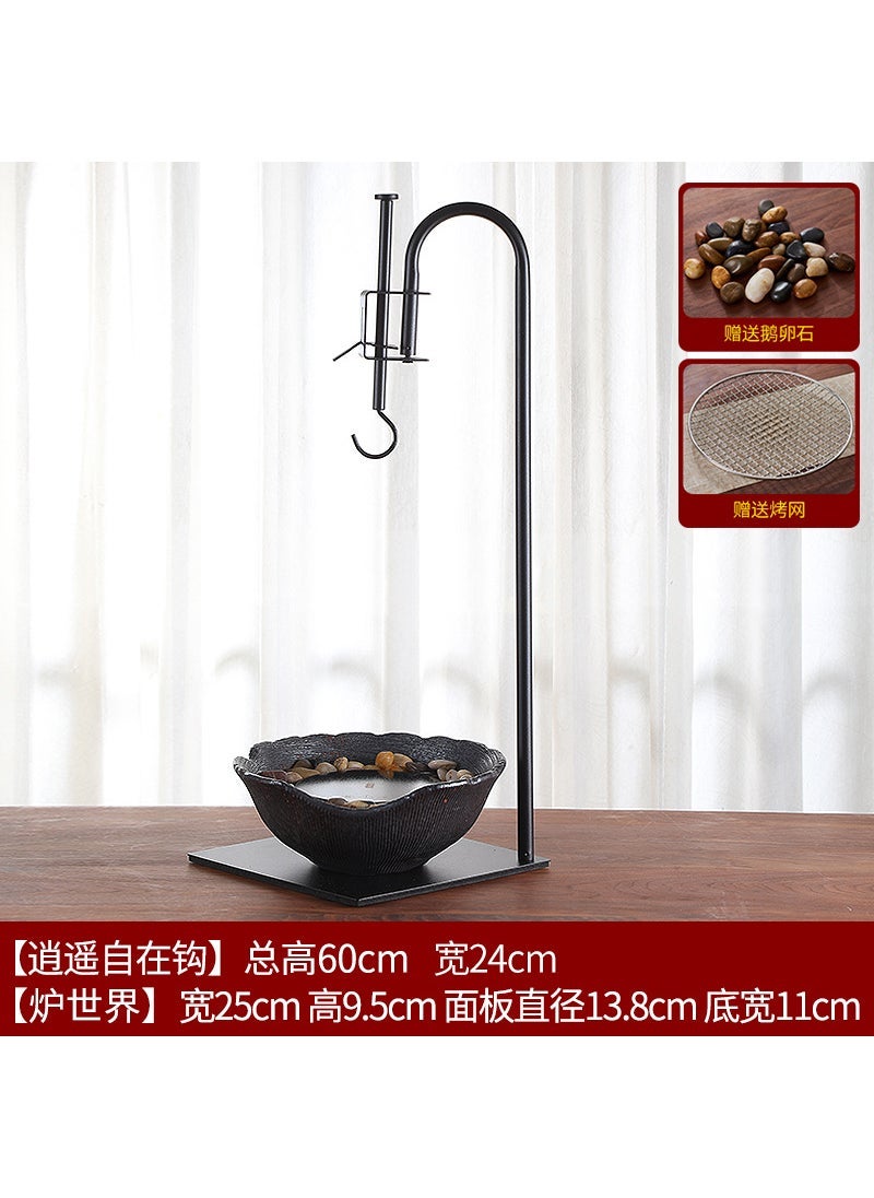 Household tea cooker free hook vintage old rock mud electric ceramic stove tea art hook kung fu tea set accessories vertical hook