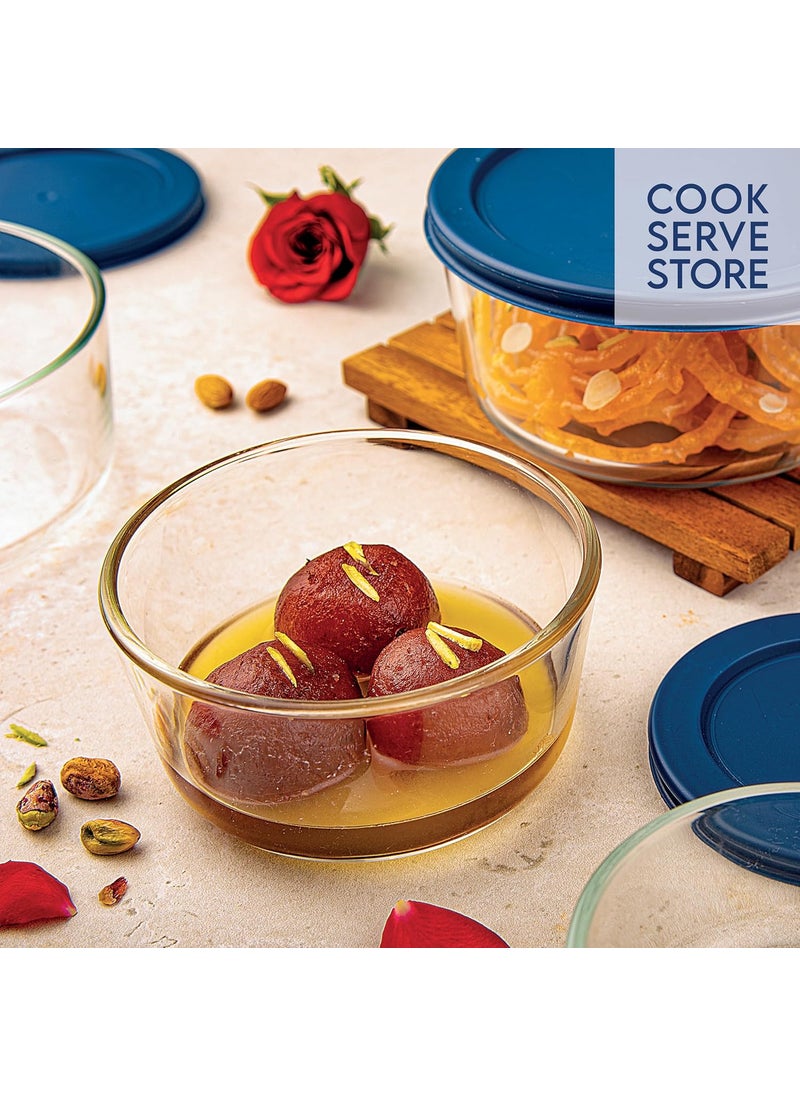 La Opala Cook Serve Store 100% Borosilicate Glass Storage Container | Simply Store with Silicon Lid | Round 950 ml | Microwave & Oven Proof | Dishwasher & Freezer Proof | Durable | Transparent