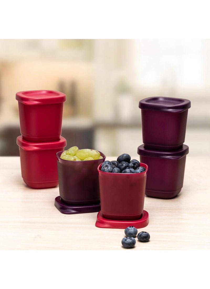 Tupperware Plastic Fridge Box- 110ml , 6 pieces, Pink and Purple