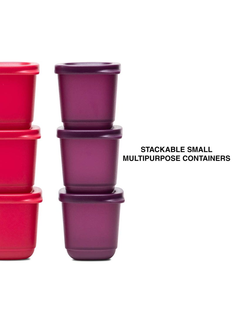 Tupperware Plastic Fridge Box- 110ml , 6 pieces, Pink and Purple