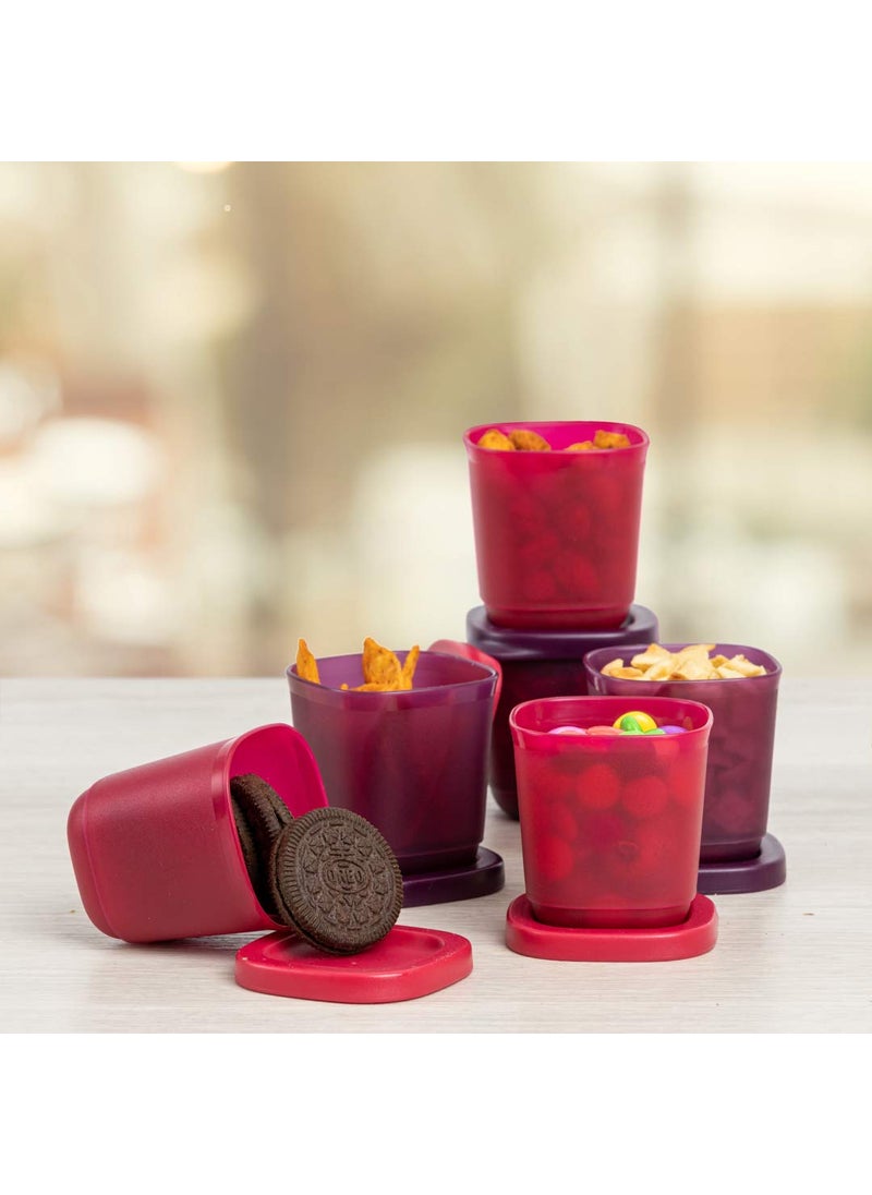 Tupperware Plastic Fridge Box- 110ml , 6 pieces, Pink and Purple