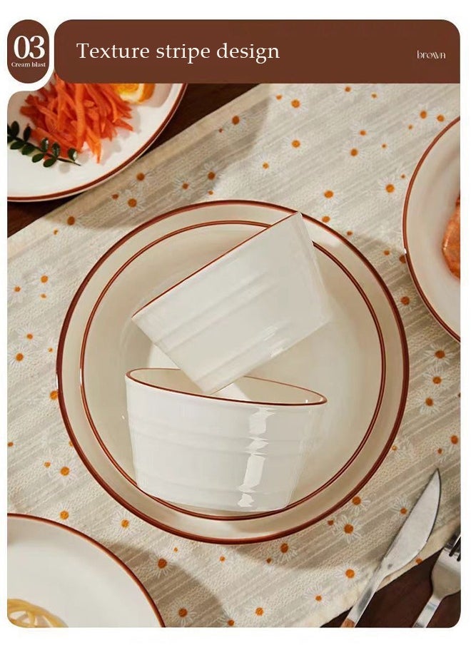 Home Tableware Set High Quality Porcelain Tableware Set Microwave & Dishwasher Safe-Classic Dinnerware Set  great for Oven and Dishwasher and Microwave Safe ﻿