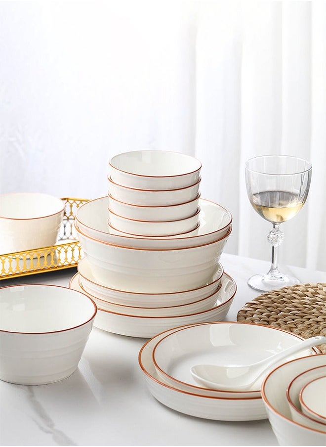 Home Tableware Set High Quality Porcelain Tableware Set Microwave & Dishwasher Safe-Classic Dinnerware Set  great for Oven and Dishwasher and Microwave Safe ﻿