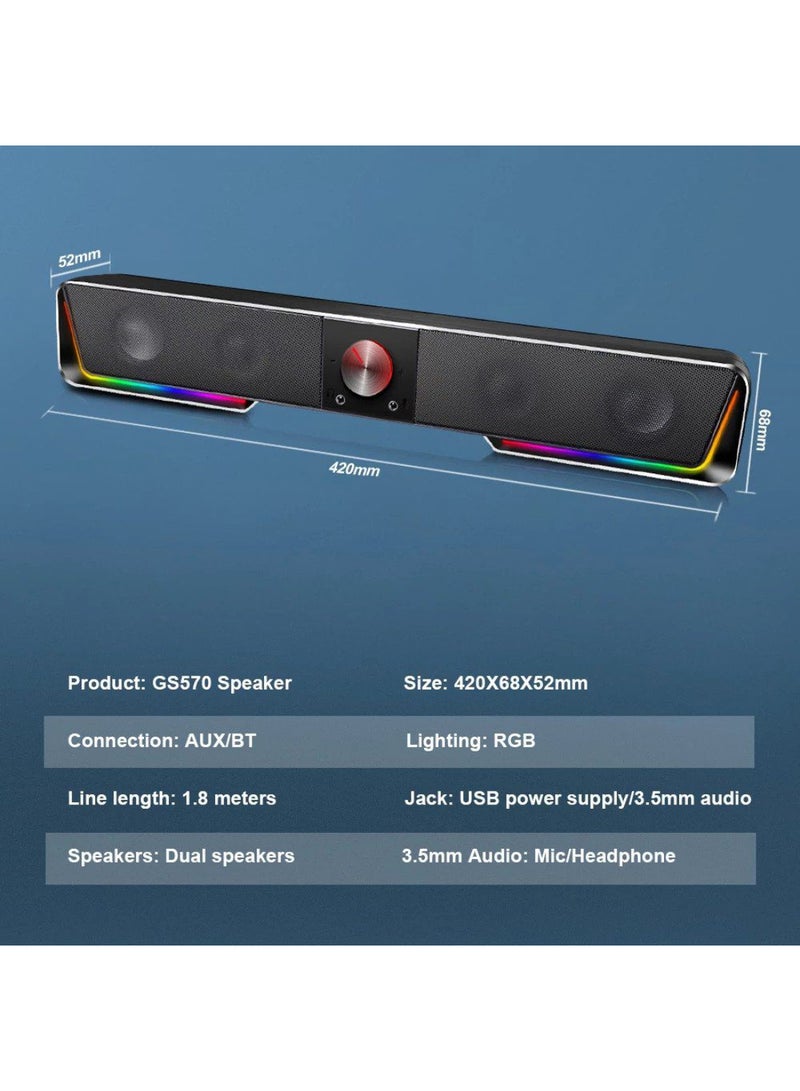 GS570 Darknets Sound Bar with Dual BT Speakers