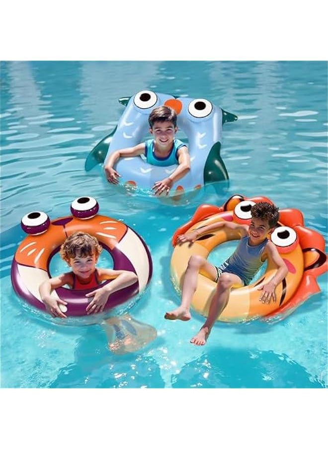 Pool Wave Kids Swim Rings Pool Floats, Toddler Inflatable Animal Swimming Tube Floaties, Summer Outdoor Water Floating Toy, Family Party Gift 3 4 5 6 7 8 10 12 Year Old Boy Girl Children Teen - 3 Pack