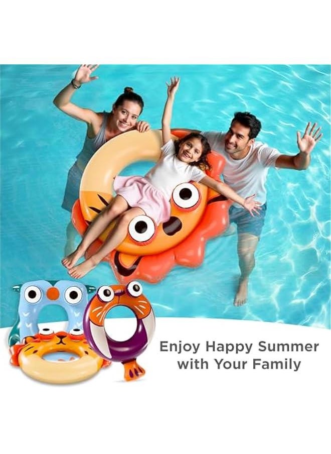 Pool Wave Kids Swim Rings Pool Floats, Toddler Inflatable Animal Swimming Tube Floaties, Summer Outdoor Water Floating Toy, Family Party Gift 3 4 5 6 7 8 10 12 Year Old Boy Girl Children Teen - 3 Pack
