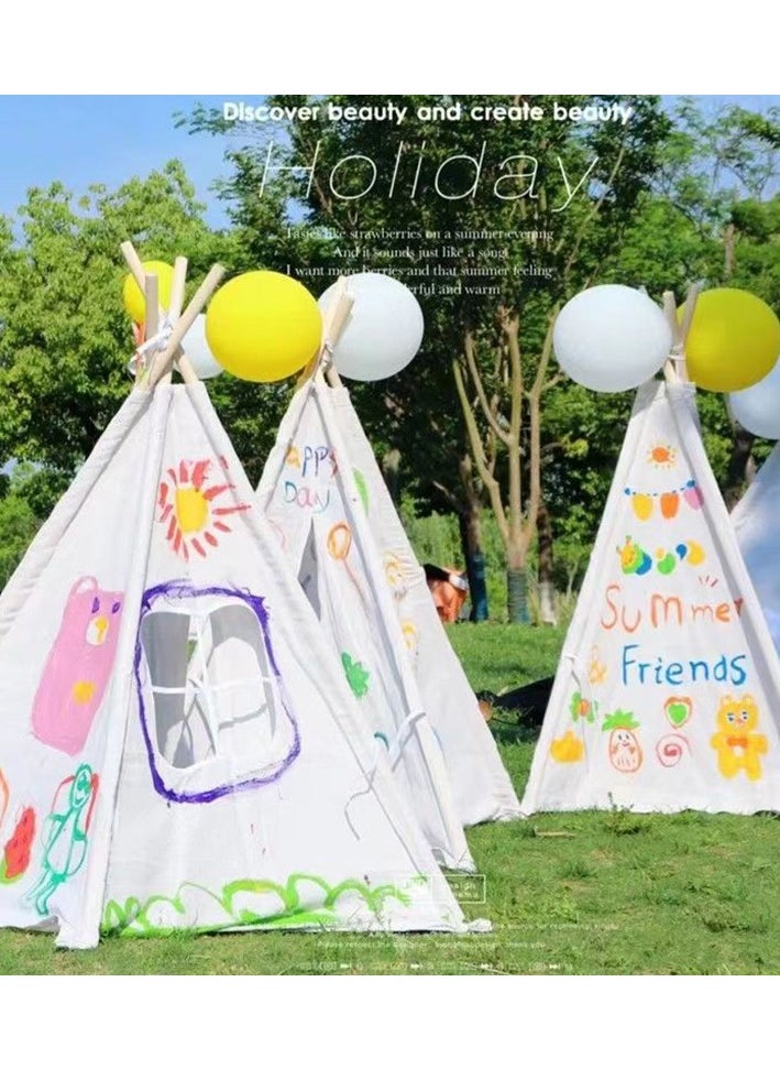 Kids Teepee 100% Cotton Play Tent, - Portable Kids Play Tent Indoor and Outdoor for Girls and Boys (Khaki)