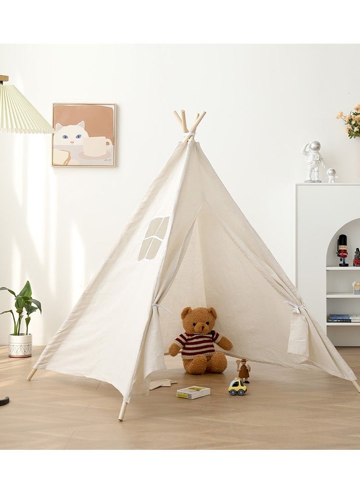 Kids Teepee 100% Cotton Play Tent, - Portable Kids Play Tent Indoor and Outdoor for Girls and Boys (Khaki)