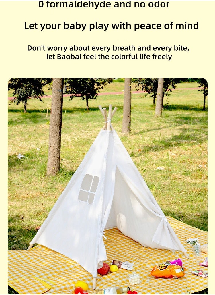 Kids Teepee 100% Cotton Play Tent, - Portable Kids Play Tent Indoor and Outdoor for Girls and Boys (Khaki)