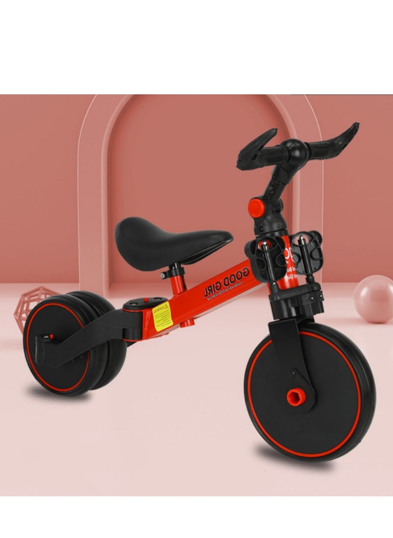 3-in-1 Convertible Kids Tricycle Balance Bike (Red)