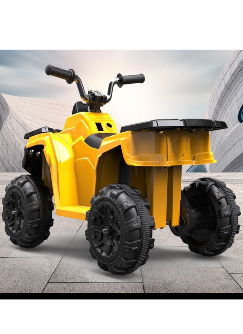 4 Wheeler for Kids Quad, Powerful Battery Operated Electric Motorbike, Toddler Ride on Electric Car for Kids Age up 3 Yellow