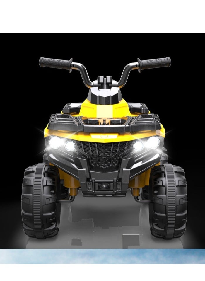 4 Wheeler for Kids Quad, Powerful Battery Operated Electric Motorbike, Toddler Ride on Electric Car for Kids Age up 3 Yellow