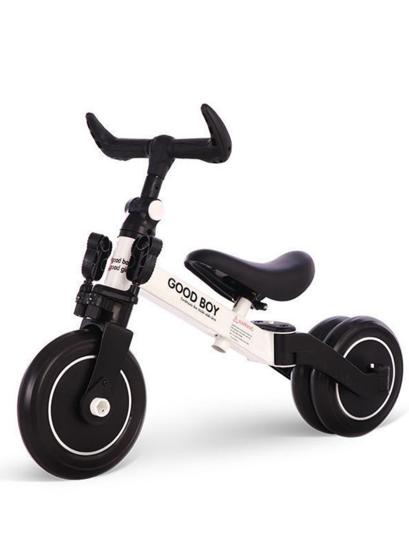 3-in-1 Convertible Kids Tricycle Balance Bike (White)