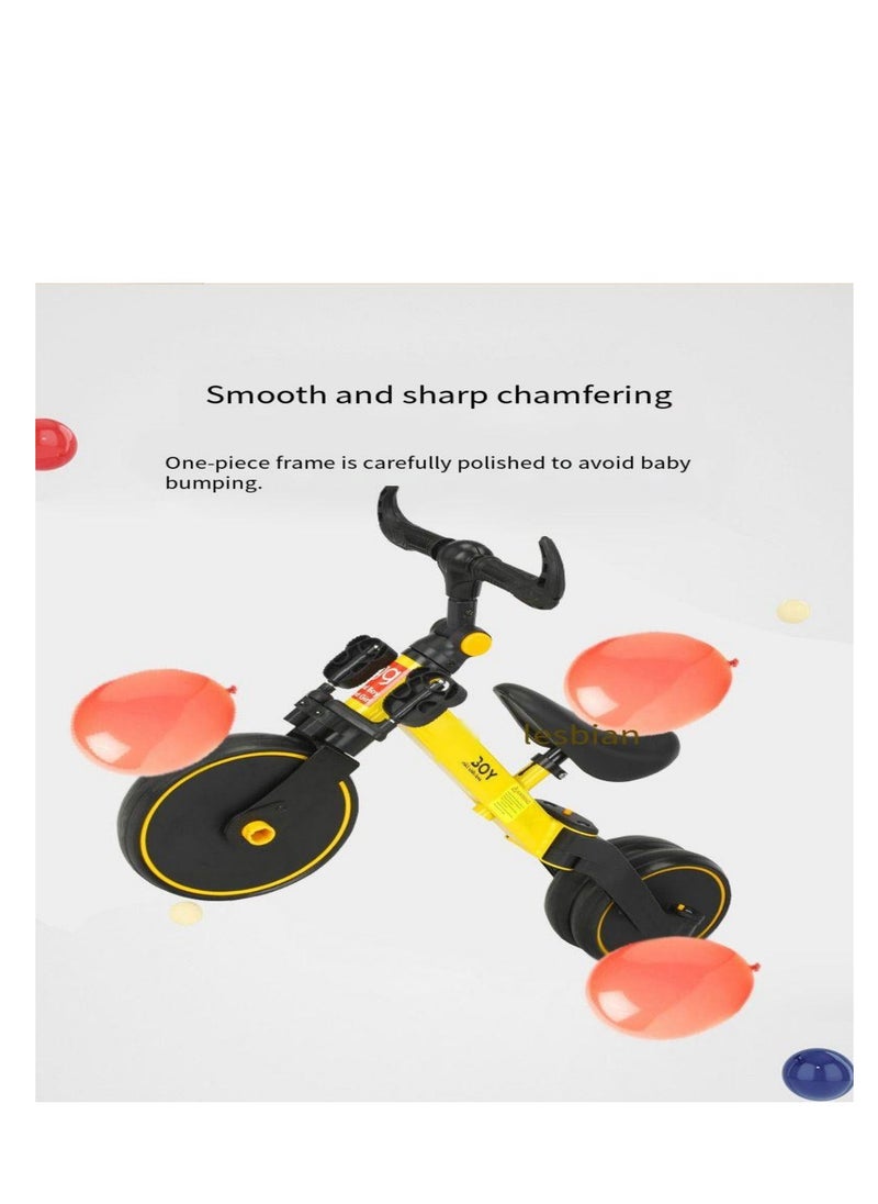 3-in-1 Convertible Kids Tricycle Balance Bike (Yellow)