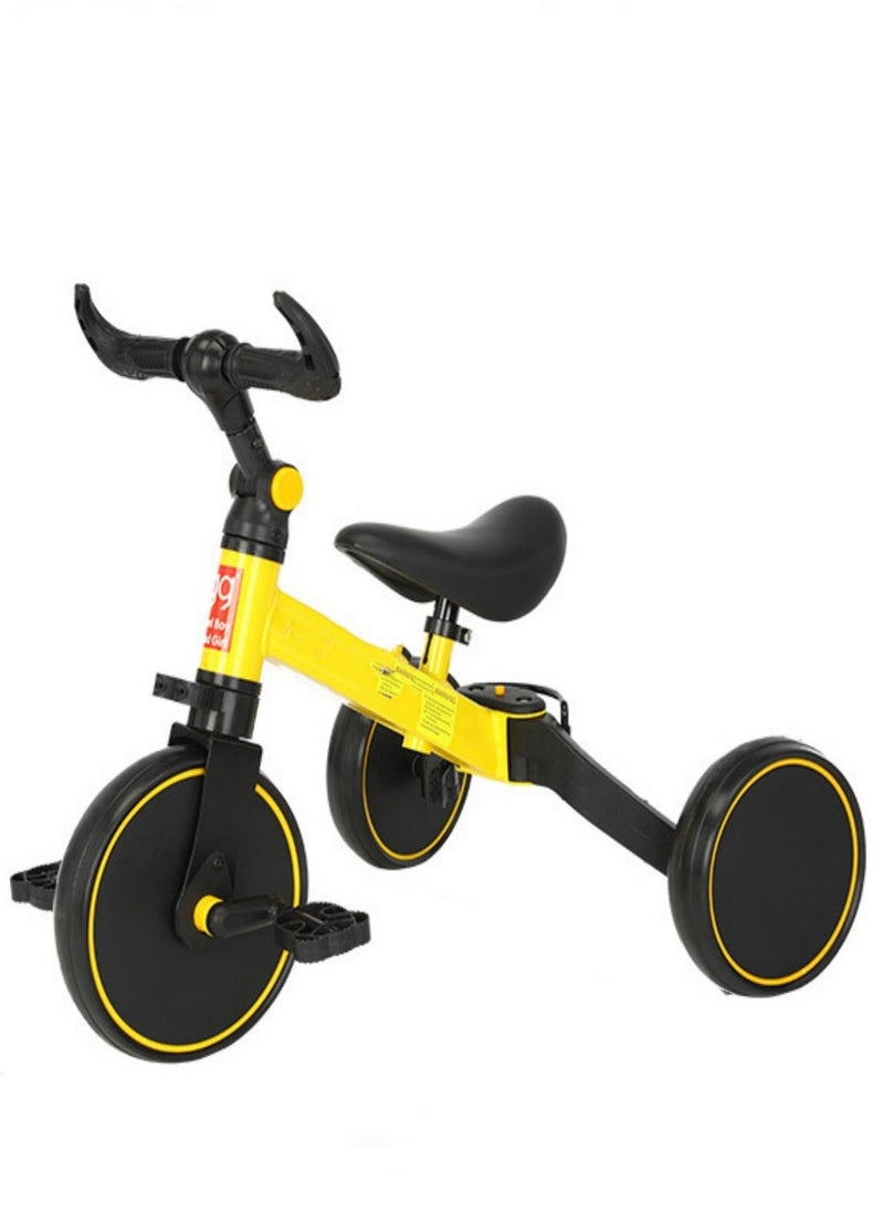 3-in-1 Convertible Kids Tricycle Balance Bike (Yellow)