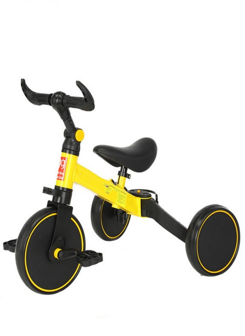 3-in-1 Convertible Kids Tricycle Balance Bike (Yellow)